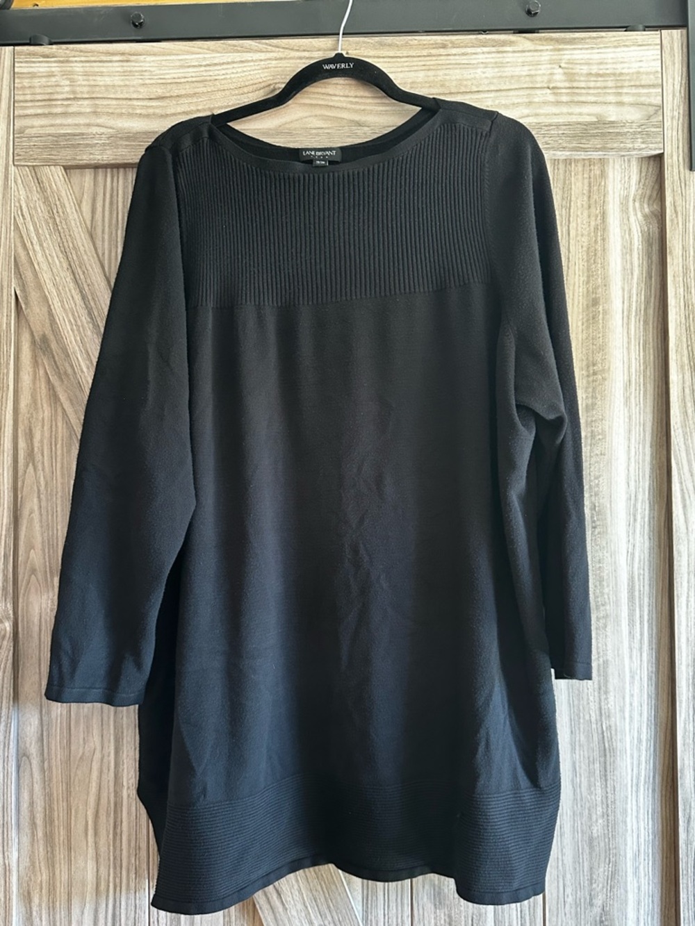 Buy 2 Get 1 Free! Lane Bryant Black 3/4 Sleeve Sweater Ribbed Detail Size 18/20